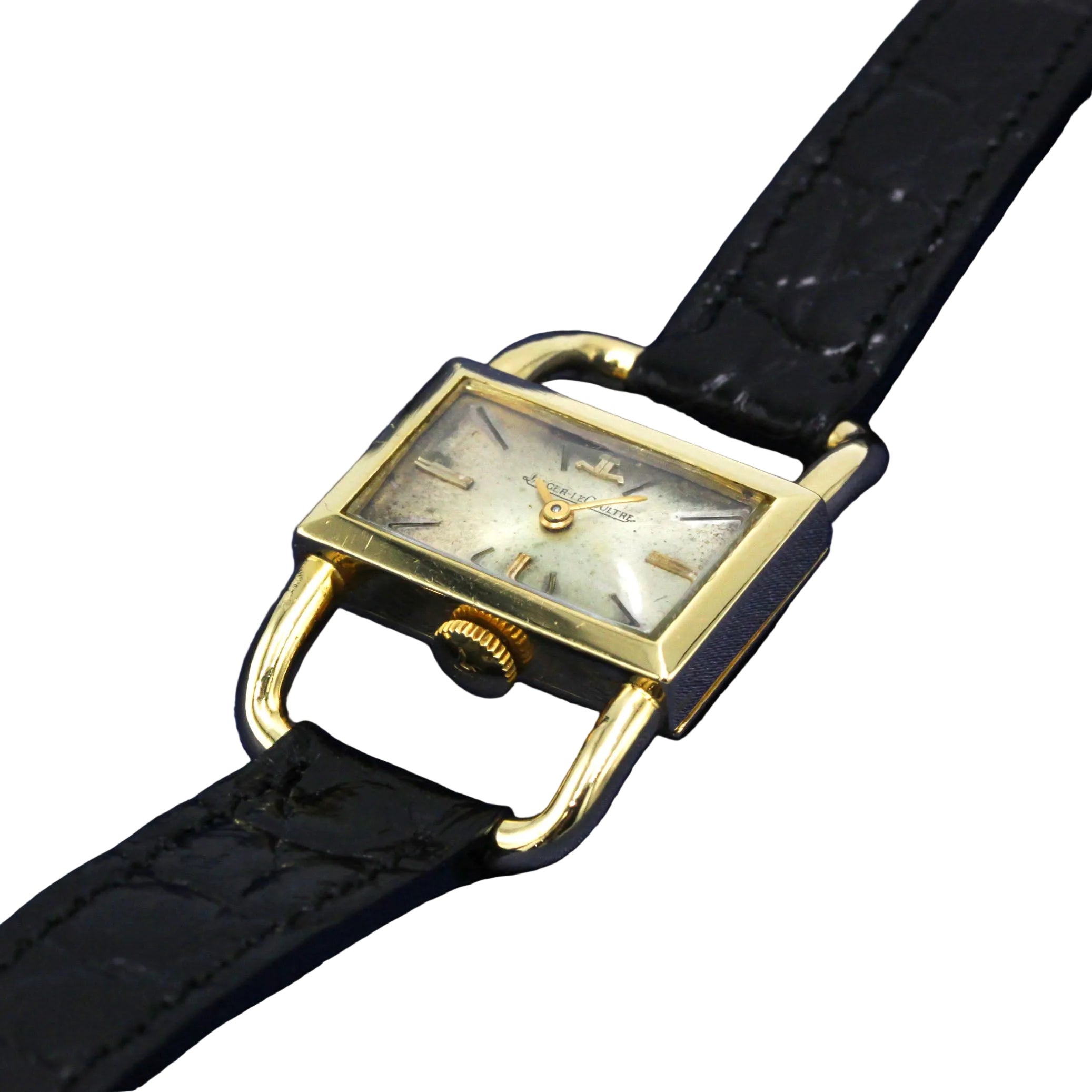 JEAGER LECOULTRE X HERMÈS "Étrier" Watch in Yellow gold and Leather