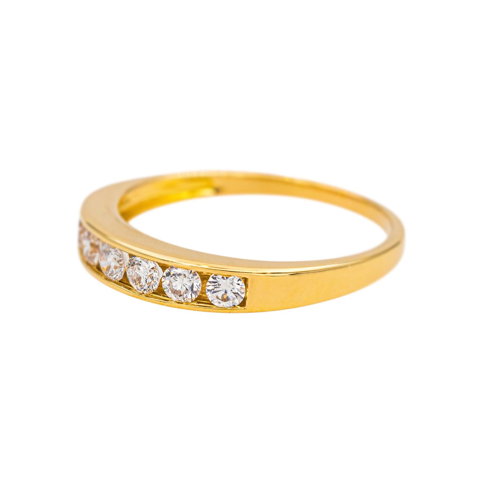 Bague Demi-alliance  Or jaune Diamant