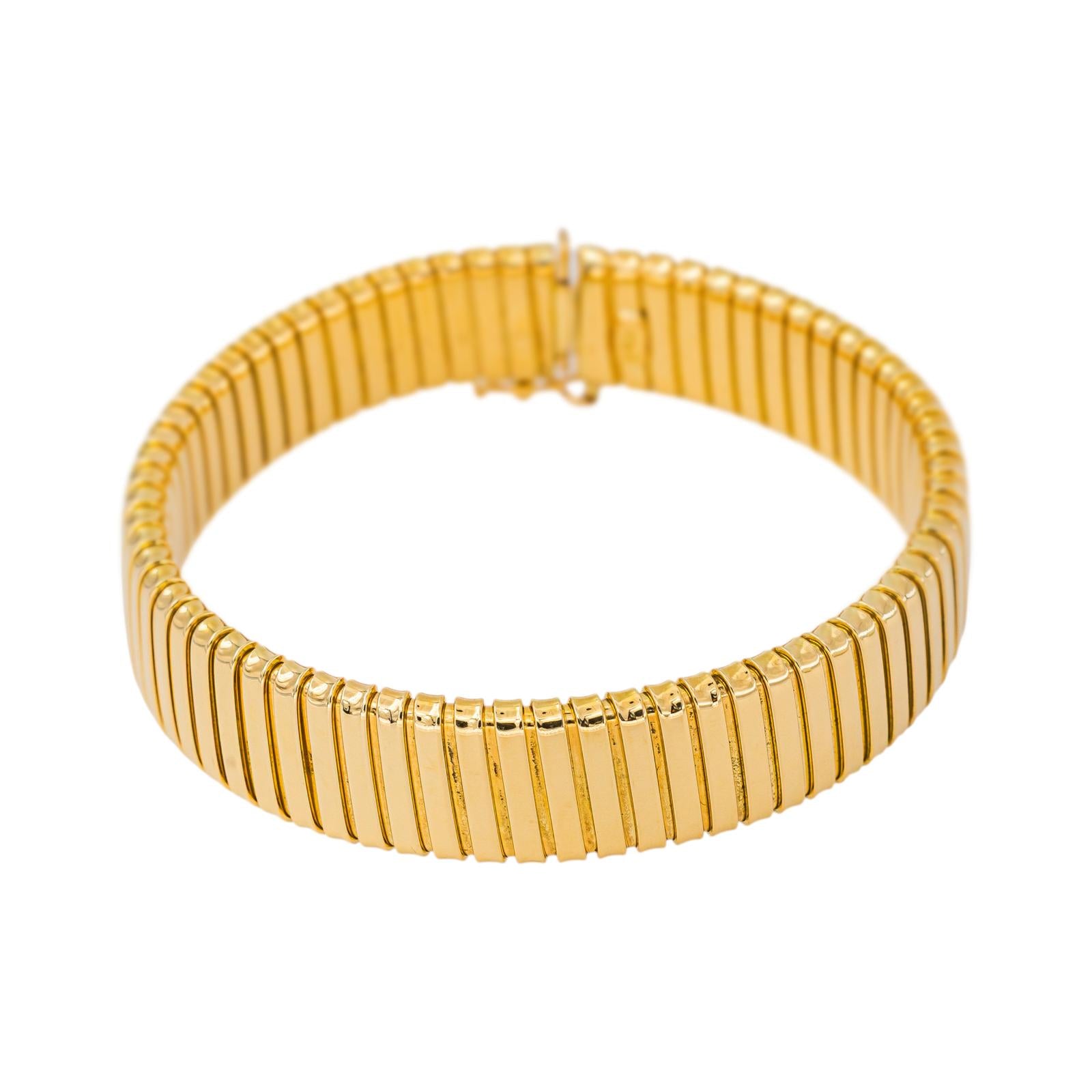 Yellow Gold Tubogas Link Bracelet