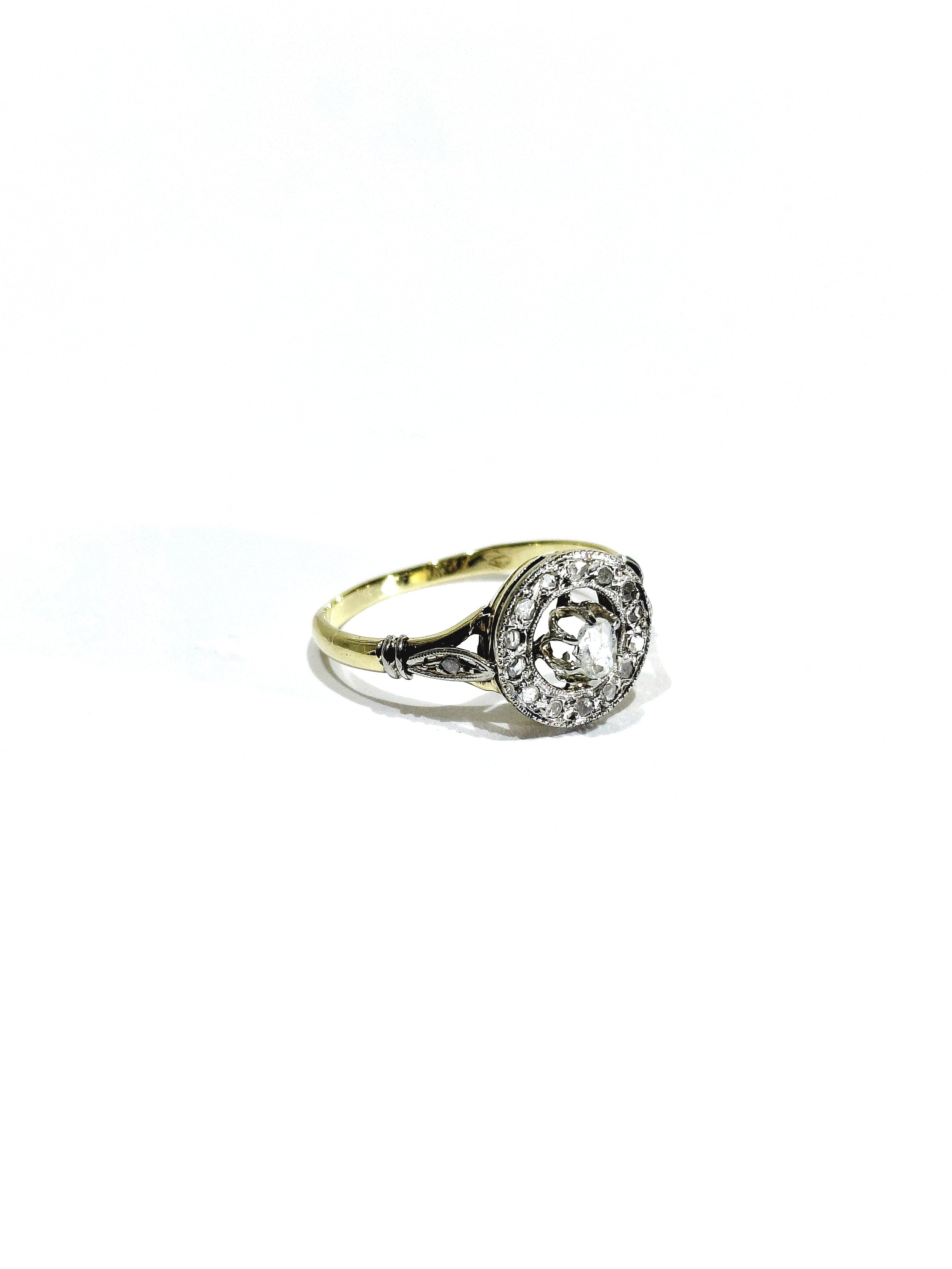 Yellow Gold and Diamond Target Ring