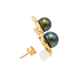 Yellow Gold and Pearl Earrings