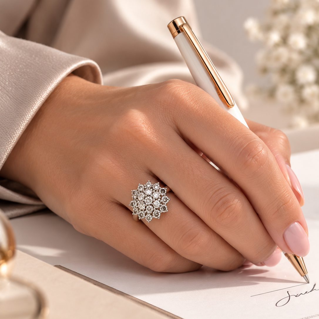 White Gold and Diamond Cocktail Ring