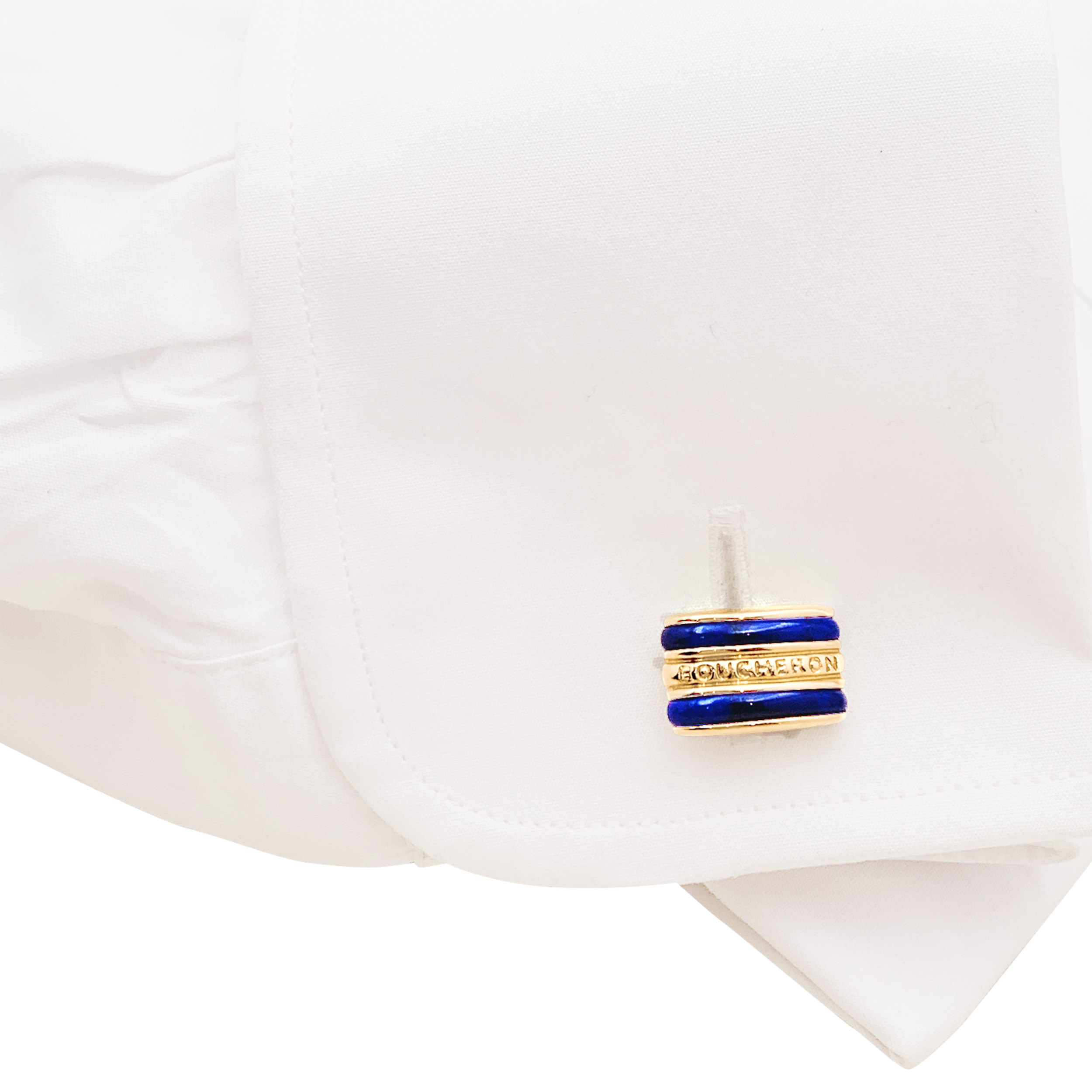Boutons de manchette Boucheron, or jaune, lapis lazuli.