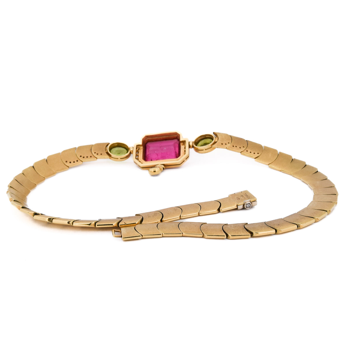 MANCADORI necklace in yellow gold, Tourmaline, Peridot, and Diamonds