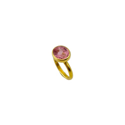 MARIE-HÉLÈNE DE TAILLAC "Princess" Solitaire Ring in 22-carat yellow gold with a pink Tourmaline
