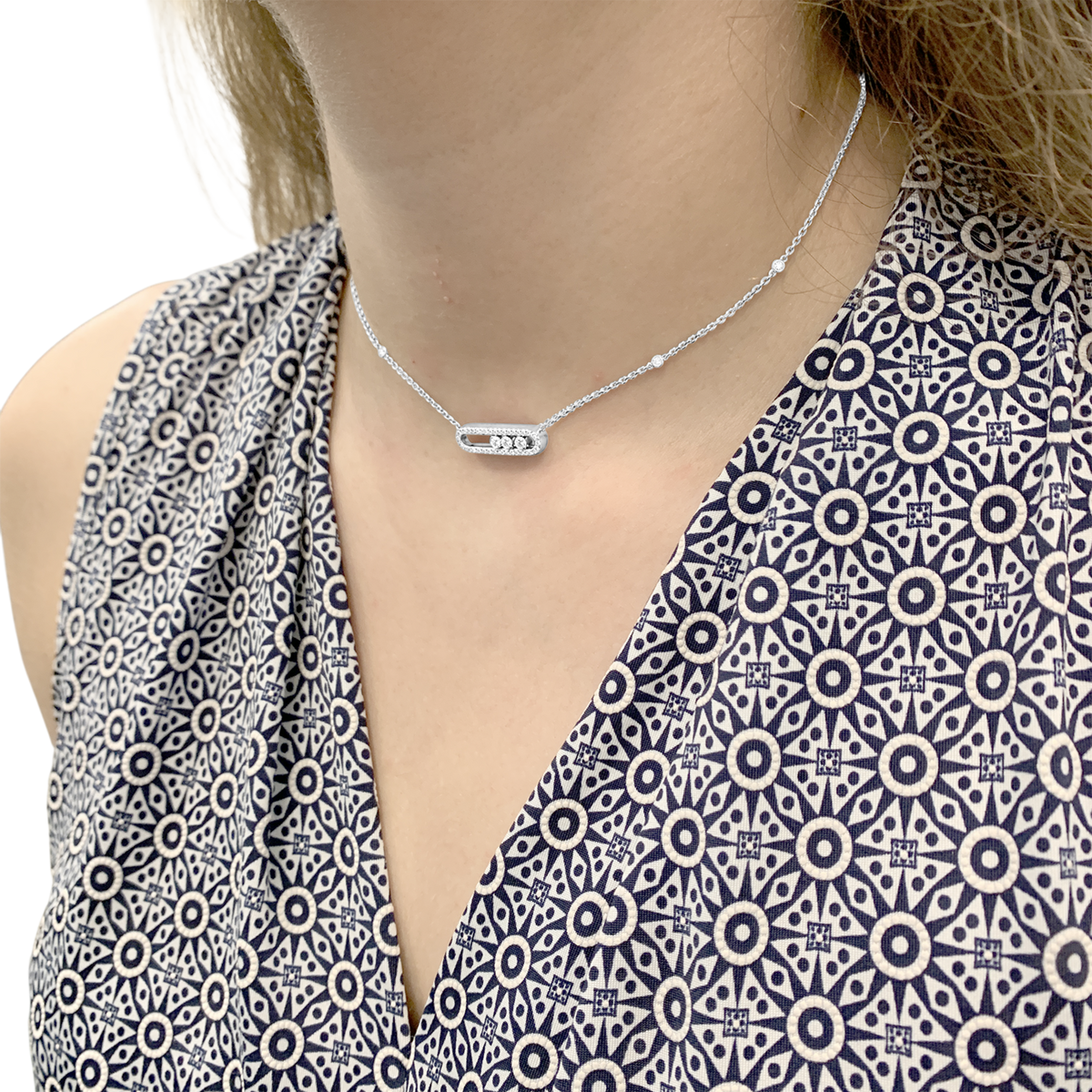 MESSIKA "Move Classique Pave" Pendant Necklace in white gold and diamonds