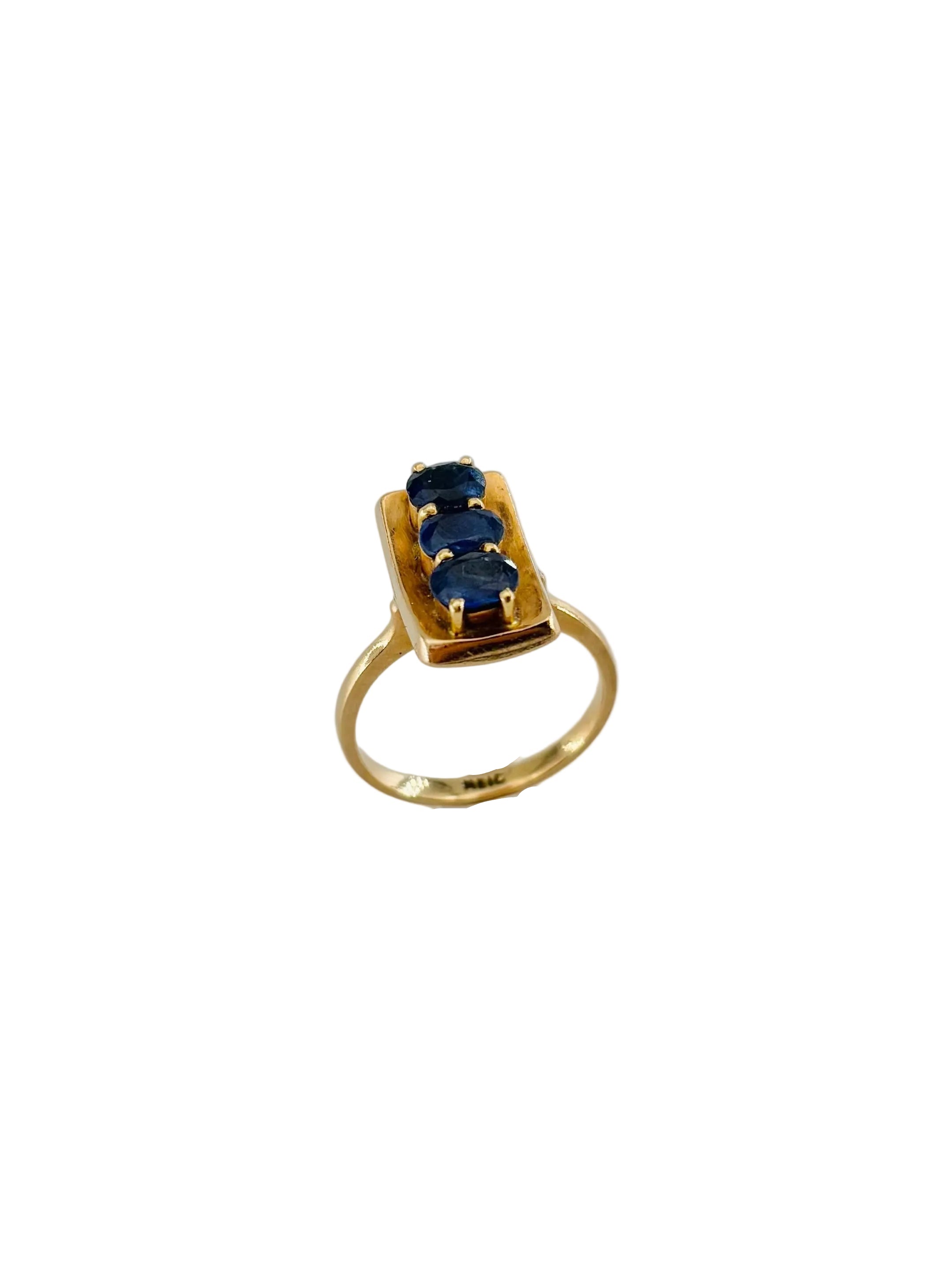 Retro Ring in Rose Gold and Sapphires