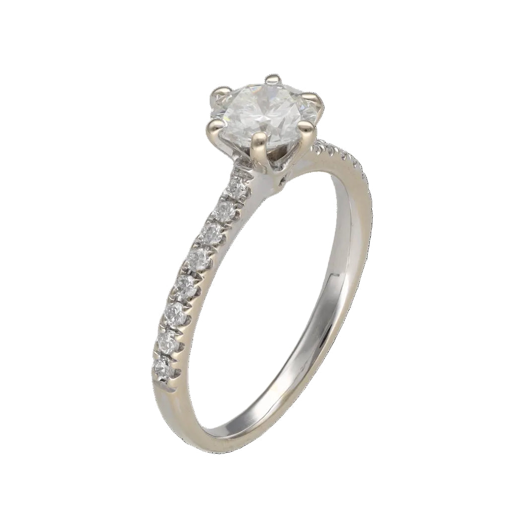 White Gold Solitaire Ring with Diamonds
