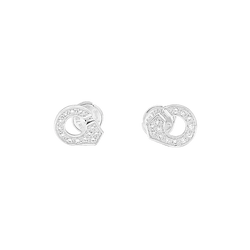 Puces d'oreilles Dinh Van, "Menottes" or blanc et diamants.