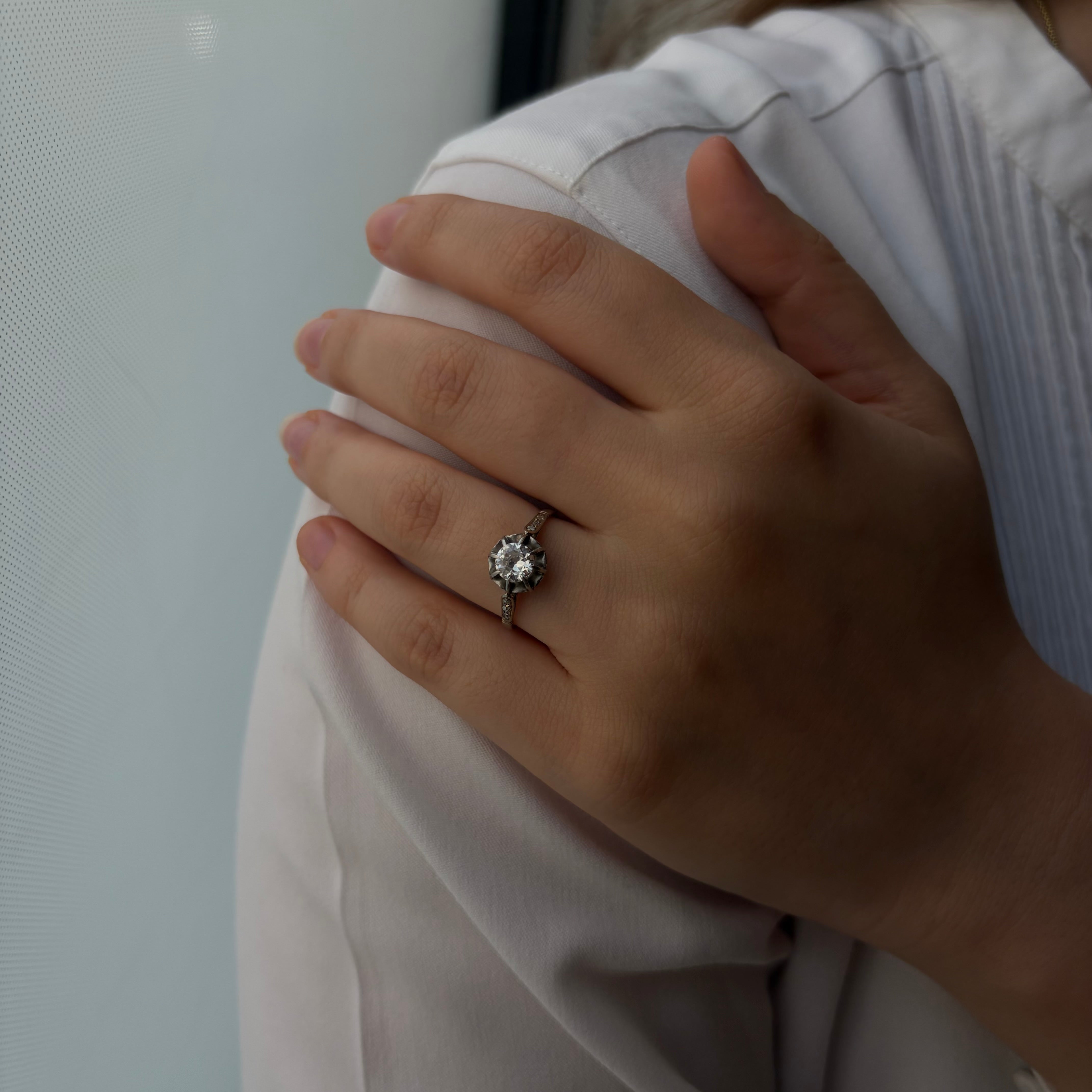 Solitaire Ring in White Gold, Platinum, and Diamonds