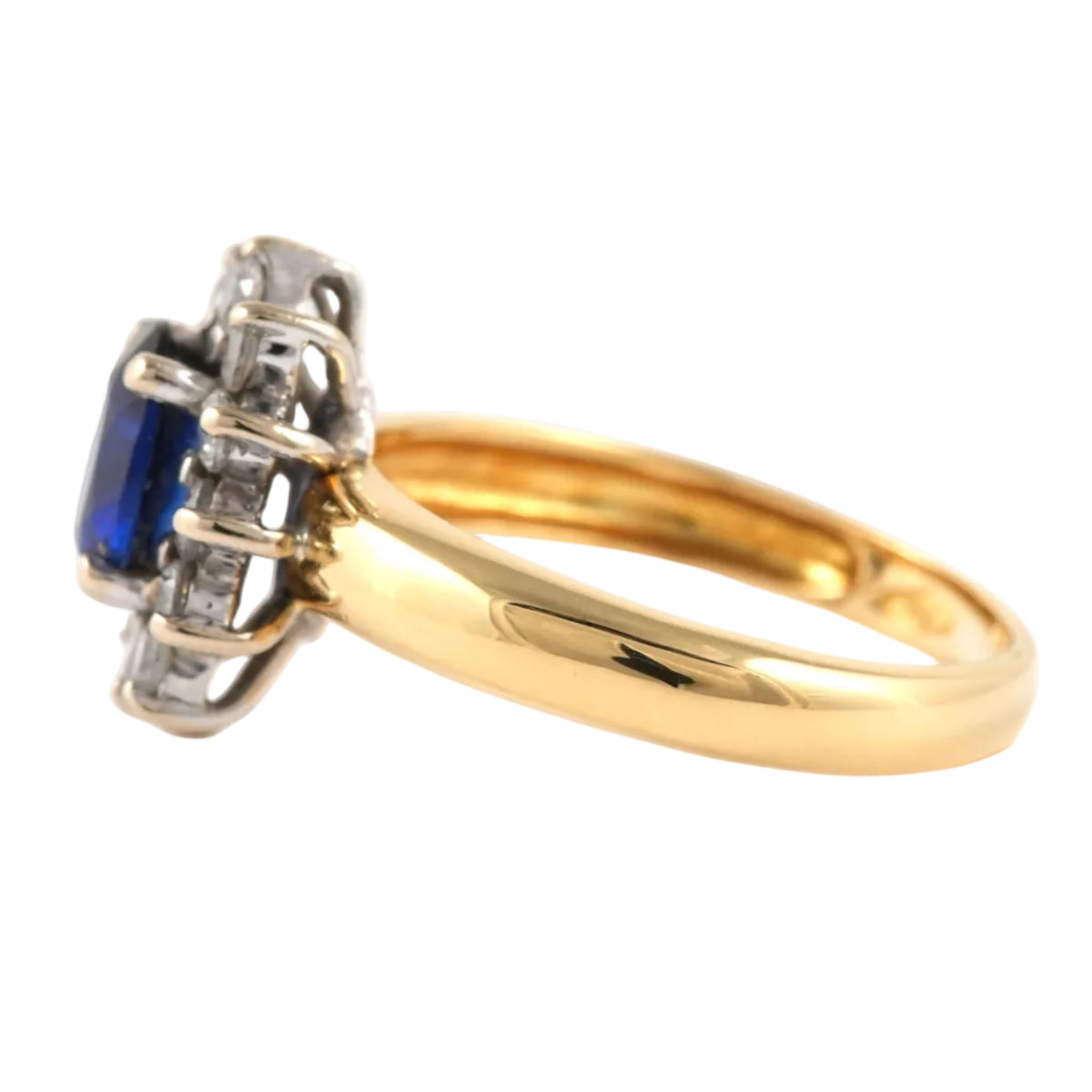 "Entourage" Ring in Yellow Gold, Sapphire, and Zirconia