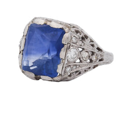 Cocktail Ring in Platinum, Sapphire, and Diamonds