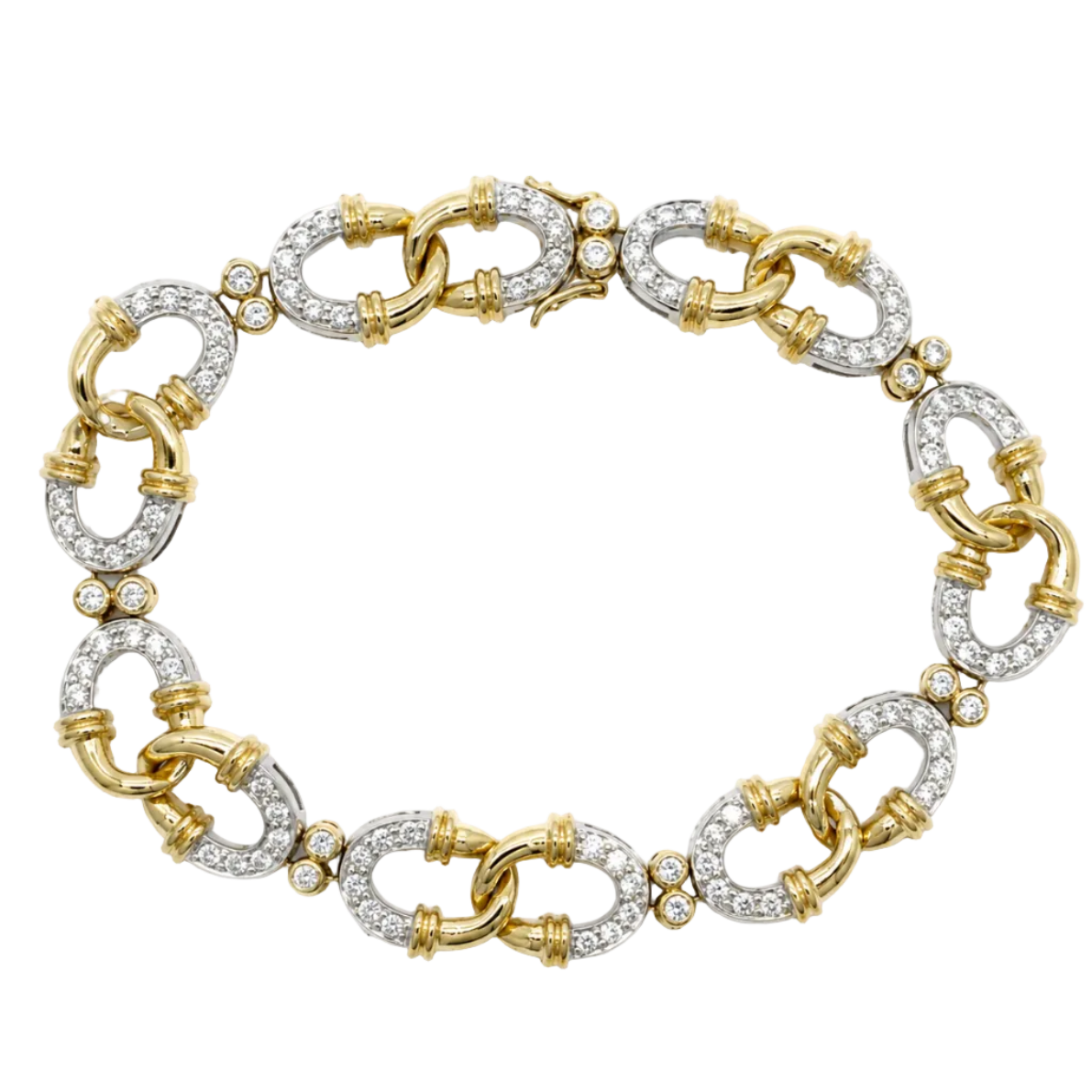 White Gold, Yellow Gold, and Diamond Link Bracelet