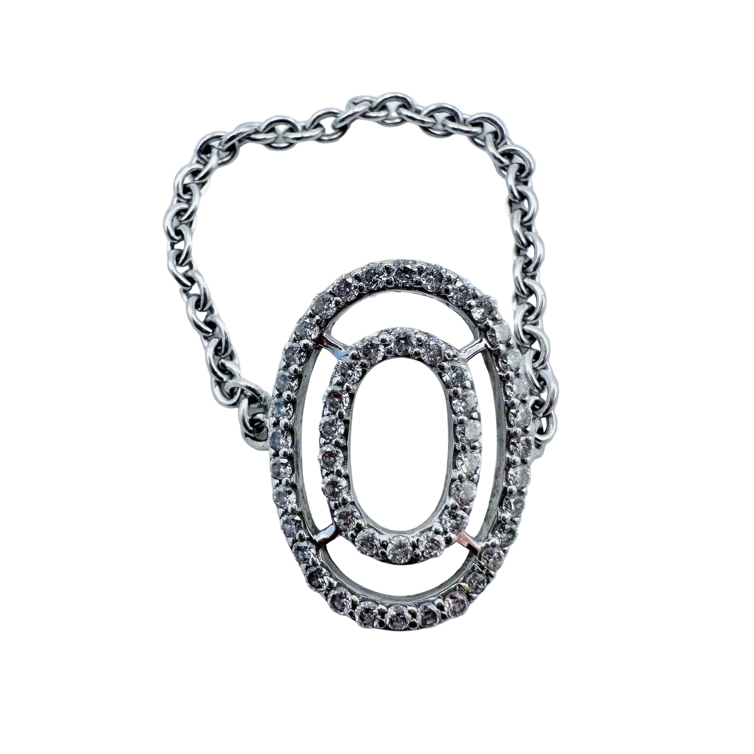 White Gold Chain Ring with Diamonds