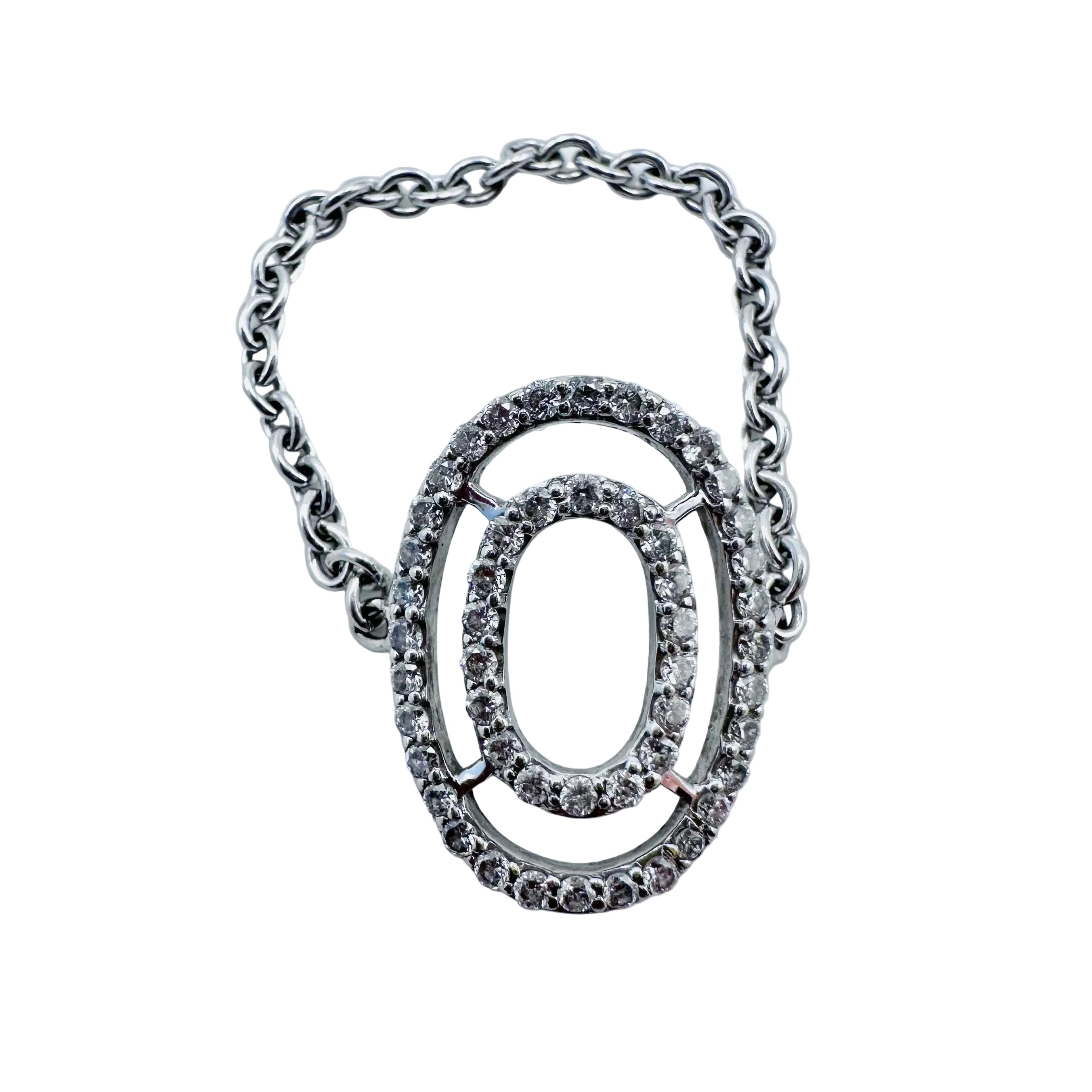 White Gold Chain Ring with Diamonds