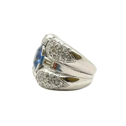 Cocktail Ring in White Gold, Sapphire, and Diamonds