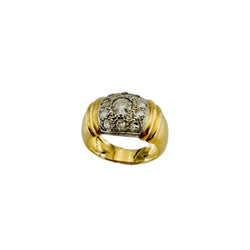White Gold, Yellow Gold, and Diamond Bangle Ring
