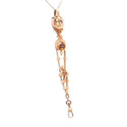Yellow gold pendant with pearls and sapphires