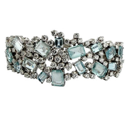 White gold bracelet with aquamarines and diamonds