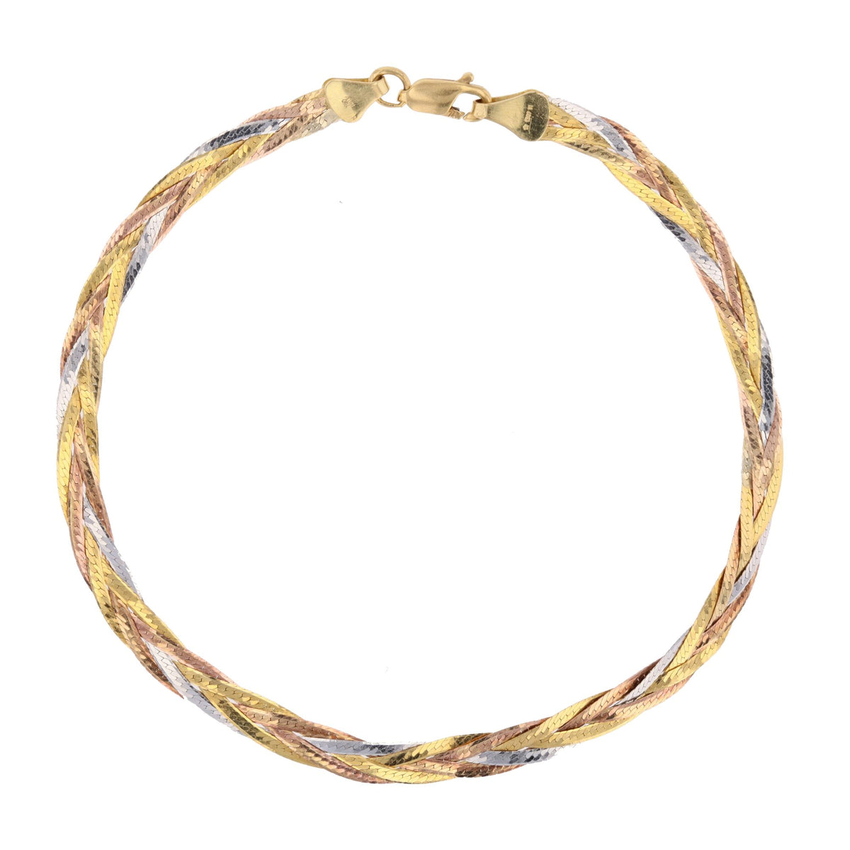 White Gold, Yellow gold, and Rose gold Link Bracelet