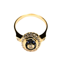Entourage Ring in yellow gold, sapphires and diamonds
