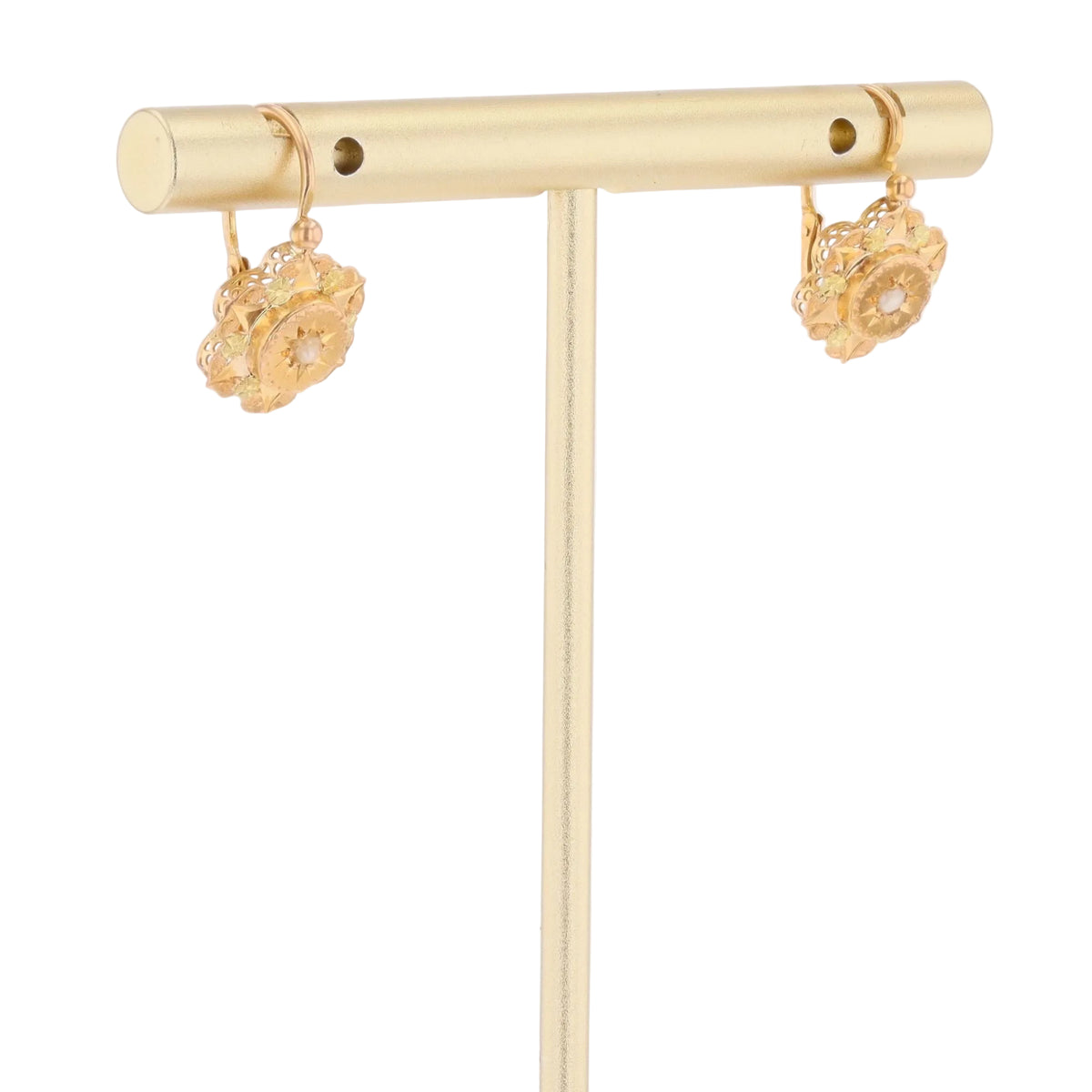 Rose gold and Pearl Lever-back Earrings