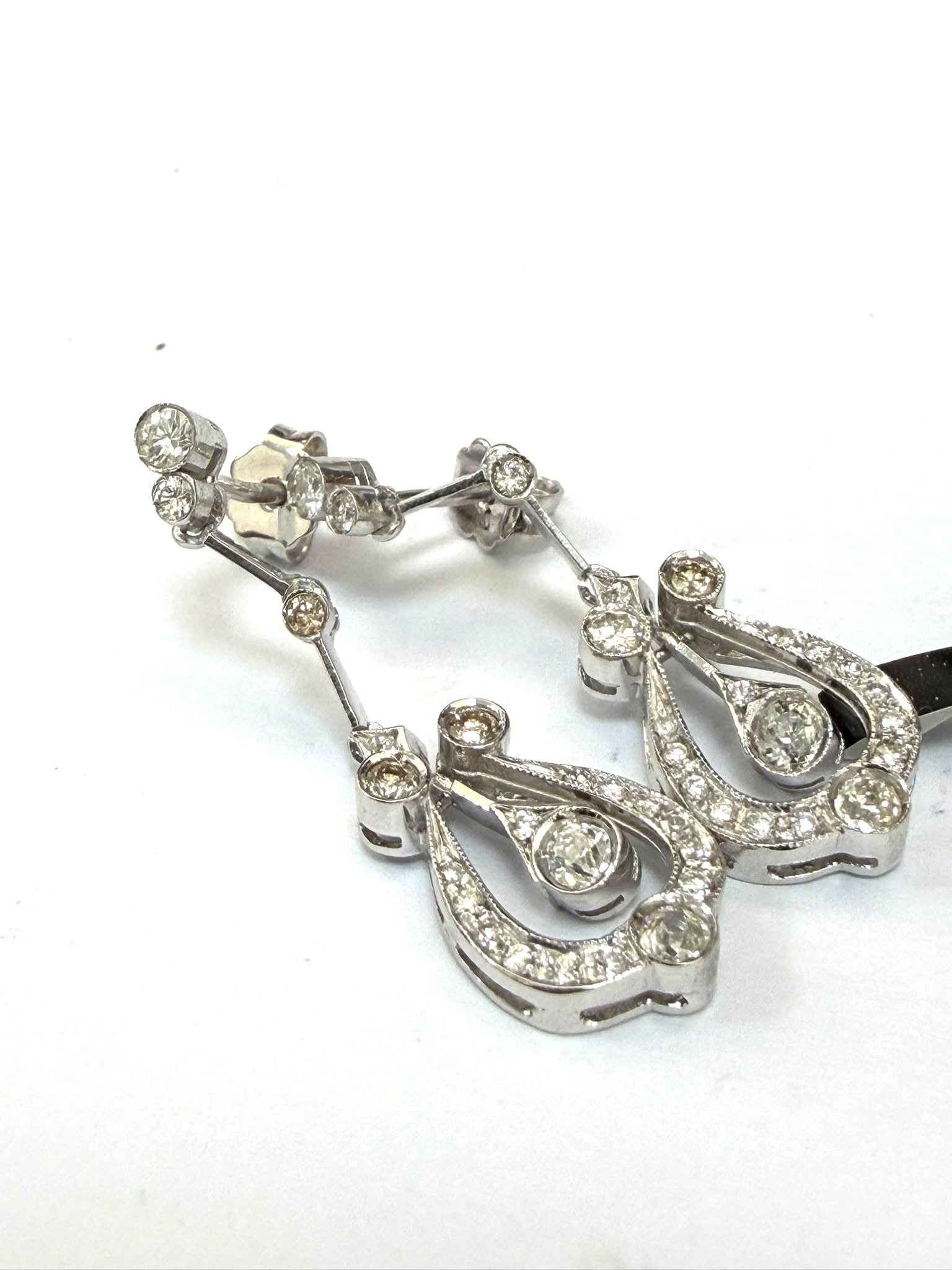 White Gold and Diamond Drop Earrings