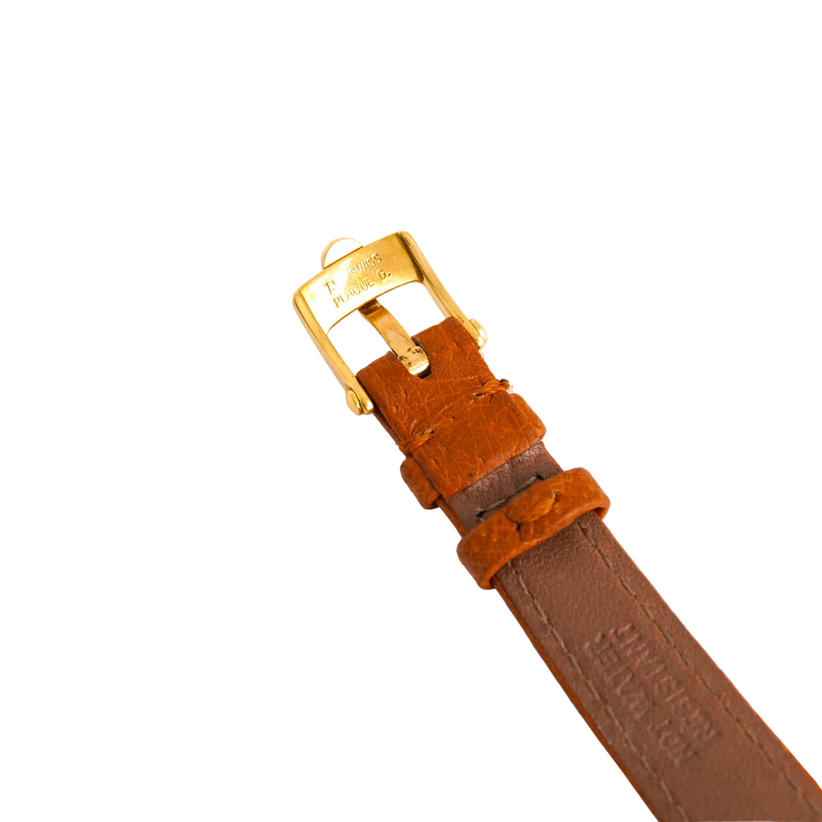 VAN CLEEF & ARPELS watch. PM "PA 49" in yellow gold, steel, and leather
