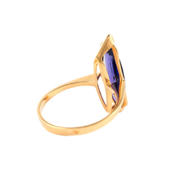 Yellow Gold Solitaire Ring with Amethyst