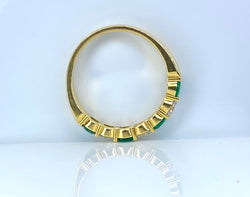 Yellow Gold Wedding Band with Emeralds and Diamonds