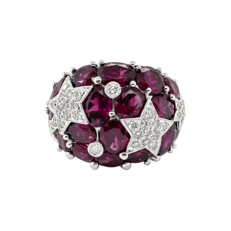 "Dôme" Ring in White Gold, Tourmalines, and Diamonds