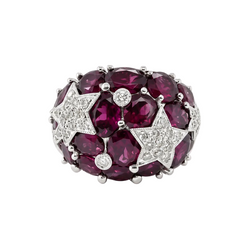"Dôme" Ring in White Gold, Tourmalines, and Diamonds