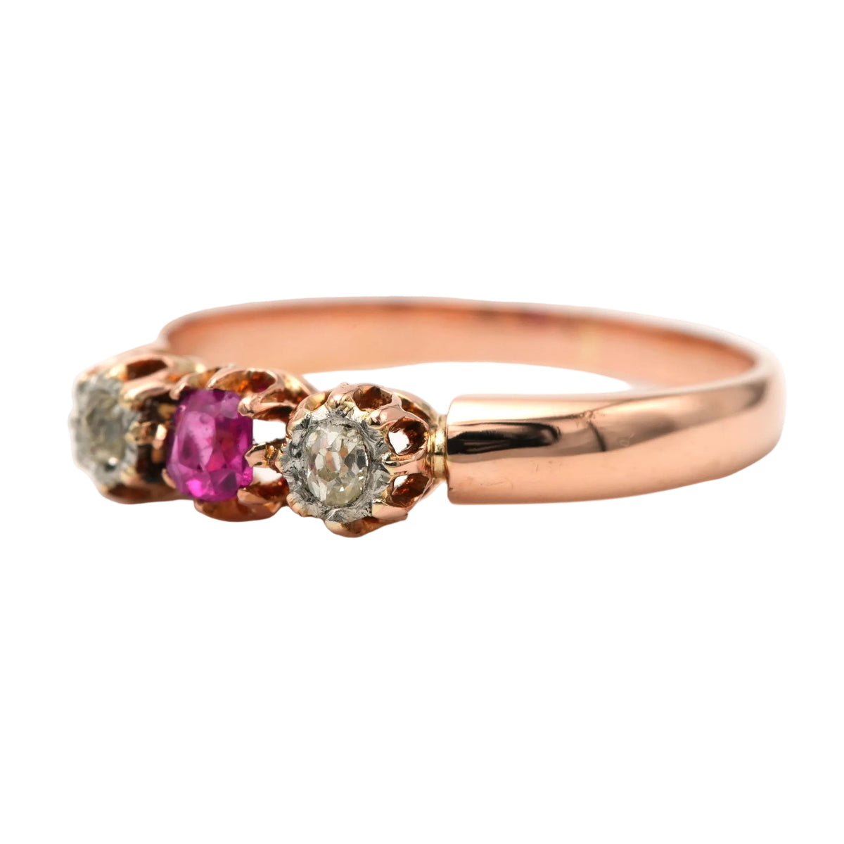 Trilogy Ring in Yellow Gold, Sapphire, and Diamonds