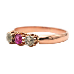 Trilogy Ring in Yellow Gold, Sapphire, and Diamonds
