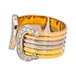 Cartier "C de Cartier" Ring in Yellow Gold with Diamonds