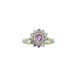 GEMMYO "Lefkos Camaïeux" Entourage Ring in yellow gold, Tourmaline, and Diamonds