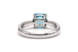 Bague Solitaire en or blanc, topaze et diamants