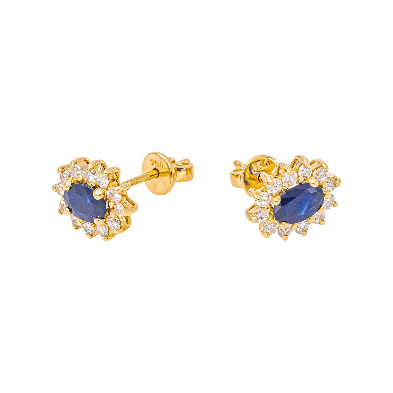 Yellow Gold Sapphire Stud Earrings
