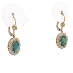 Drop Earrings in Yellow Gold, Emeralds, and Diamonds