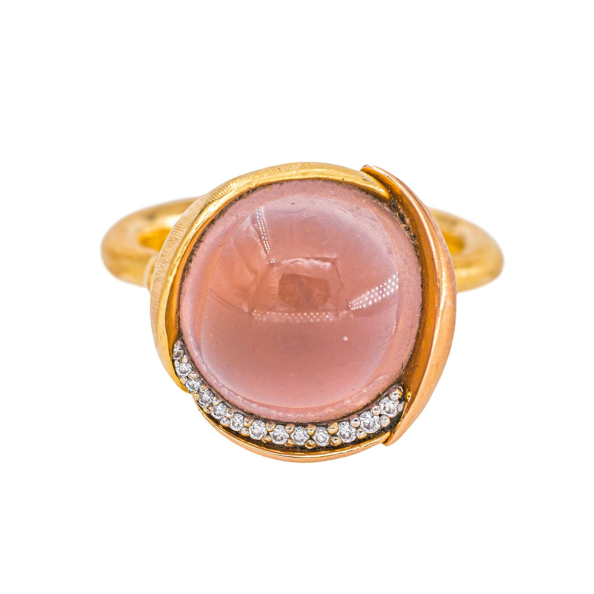 Ole Lynggaard Lotus Ring in Yellow gold with Rose Quartz