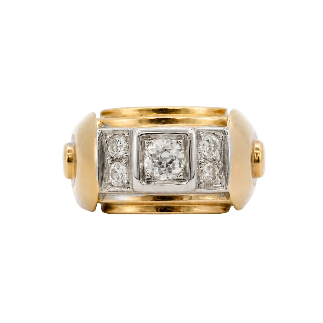 Tank Ring in Rose Gold and Diamonds