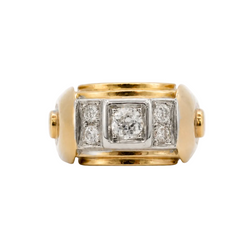 Tank Ring in Rose Gold and Diamonds
