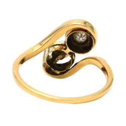 Toi & Moi Ring in white gold, yellow gold, pearls and diamonds