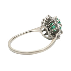 "Entourage" Ring in White Gold, Emerald, and Diamonds