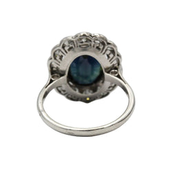 Bague Marguerite en or blanc, saphir et diamants