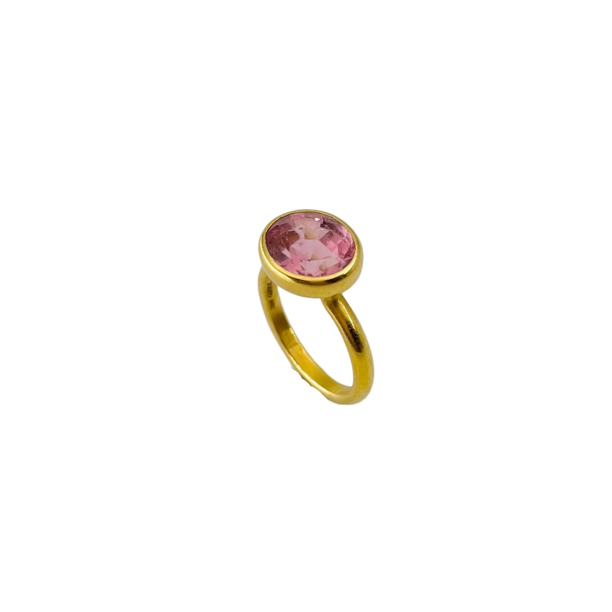MARIE-HÉLÈNE DE TAILLAC "Princess" Solitaire Ring in 22-carat yellow gold with a pink Tourmaline