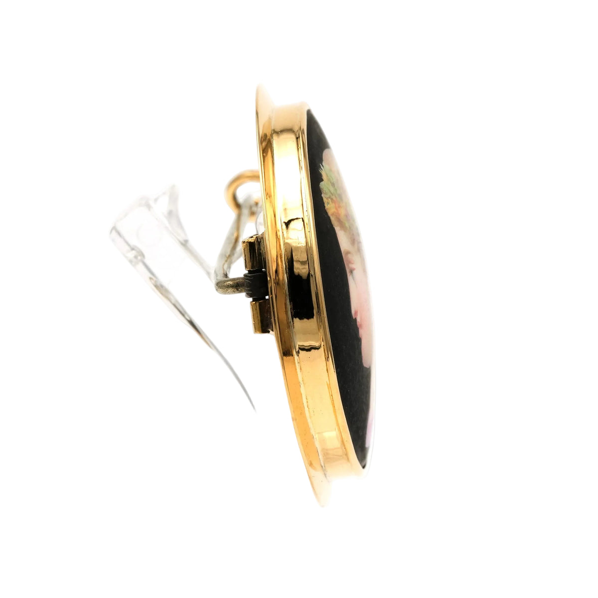 Yellow Gold and Porcelain Brooch