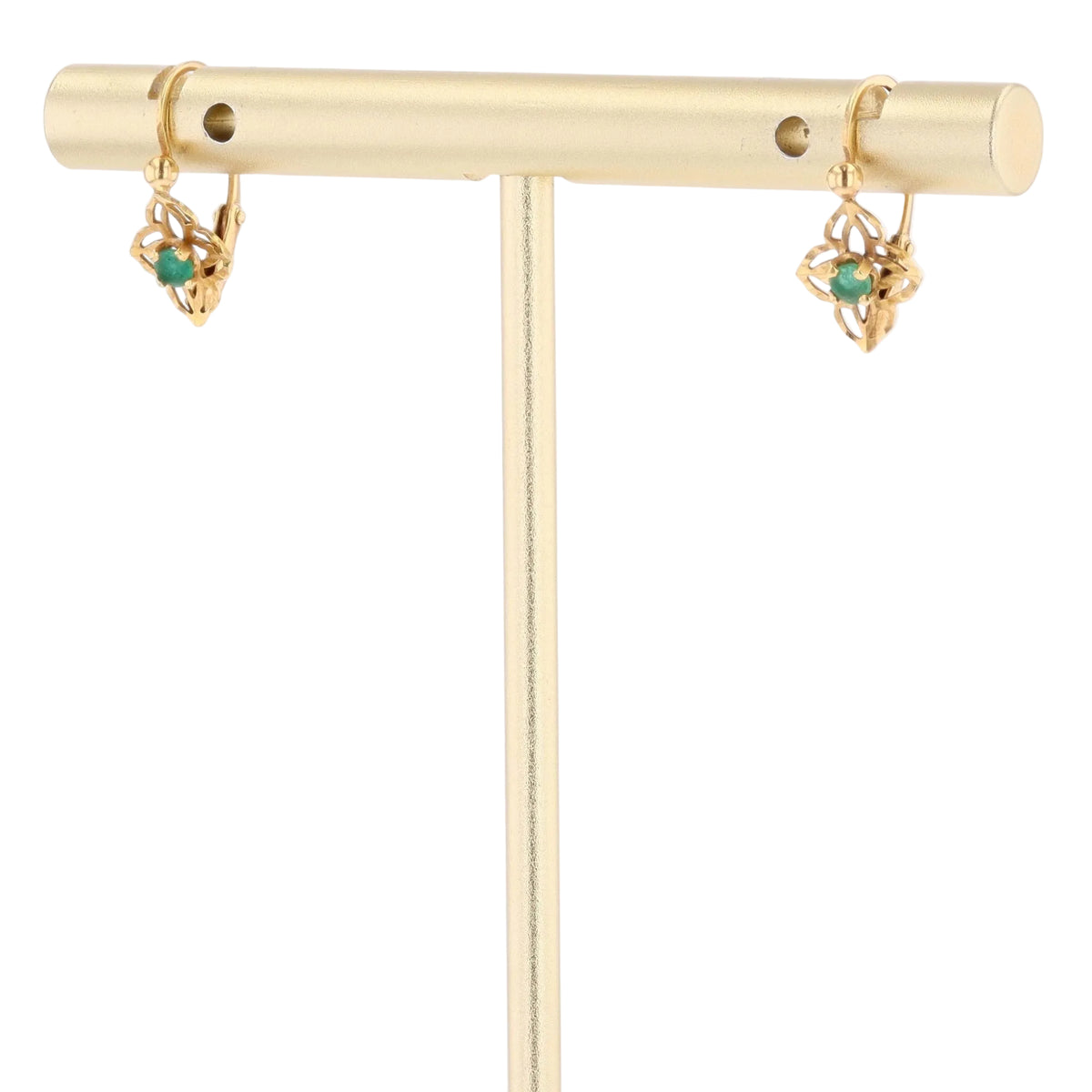 Yellow Gold and Emerald Lever-back Earrings