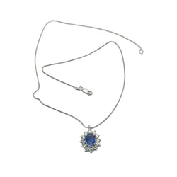 White Gold Necklace with Sapphire and Diamond Pendant
