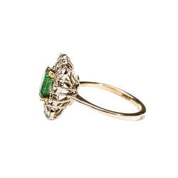 Entourage Ring with Emeralds and Diamonds in White Gold and Platinum